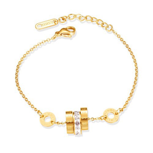 Lắc Tay Nữ 3 Khoen TrònTitan Ko Đen TT 2953