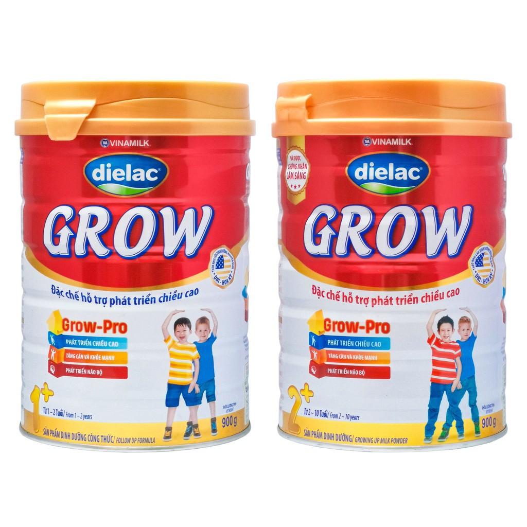 Sữa Dielac Grow 1+ vs 2+ 900g