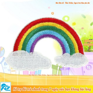 Sticker ủi thêu hình cầu vồng Rainbow - Patch ủi quần áo balo S44