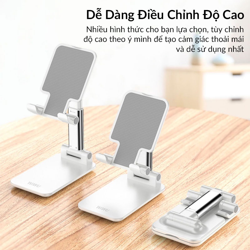 Giá Đỡ Điện Thoại WIWU ZM103 Chất Liệu Hợp Kim Nhôm Chống Trượt Điều Chỉnh Độ Cao Cho iPhone Samsung Xiaomi Oppo Huawei