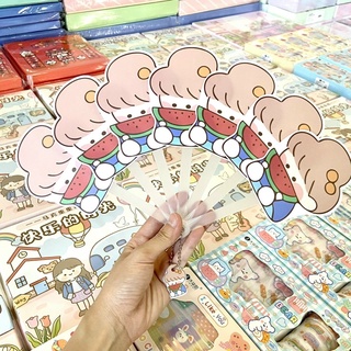 Quạt nhựa cầm tay mẫu xoè, quạt nhựa dài mẫu cartoon cute
