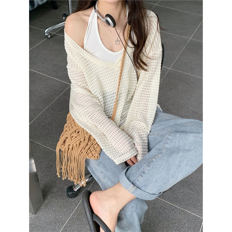 Set đồ COZOK gồm áo dệt kim tay dài và áo không tay cá tính thời trang