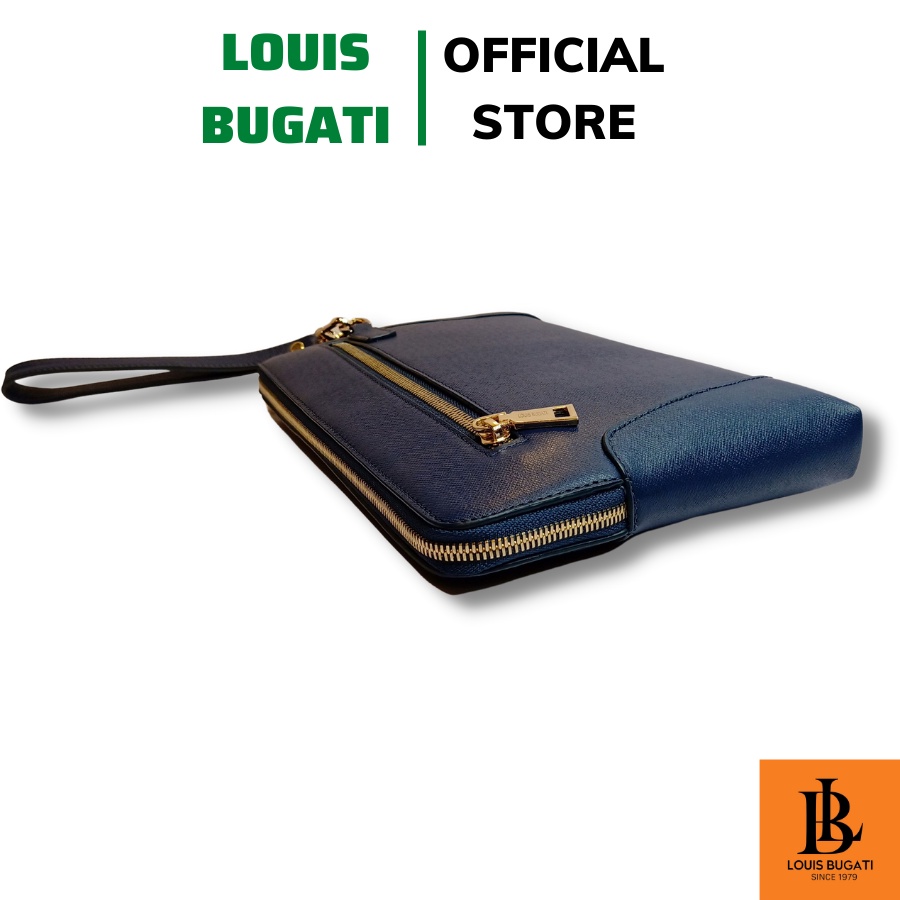 Ví Clutch nam cầm tay hàng hiệu LOUIS BUGATI mẫu ví dài da bò cao cấp LBCM01 xanh