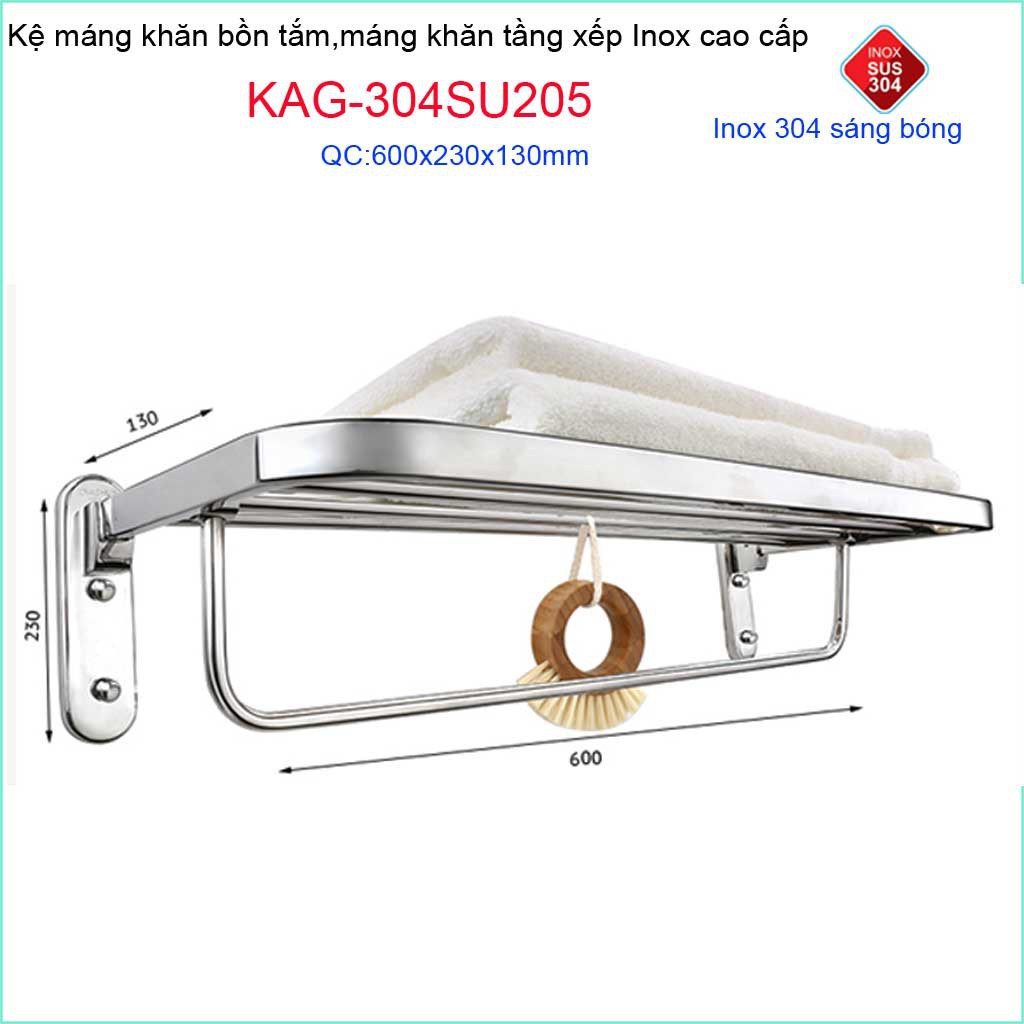 Máng Khăn 2 tầng Tovashu, Vắt khăn 2 tầng inox 304 KAG-304SU205