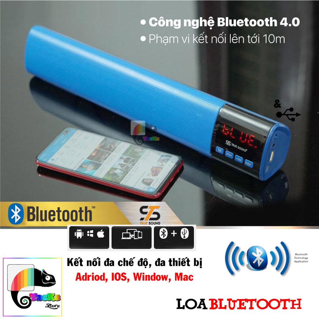 Loa Bluetooth di động True Sound LED 668 Bluetooth kèm đồng hồ, nghe đài FM, Karaoke, aux I Bluetooth Speaker Led668