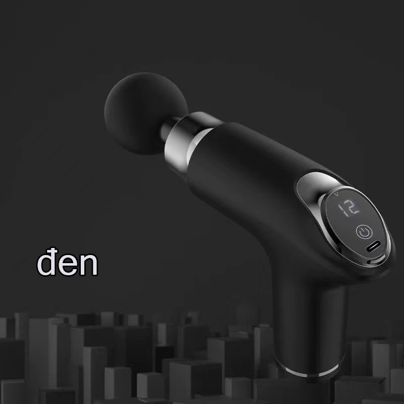 Máy massage cầm tay mini Fascial Gun cao cấp 4 đầu 6 chế độ rung - Súng massage toàn thân giảm căng cơ trị