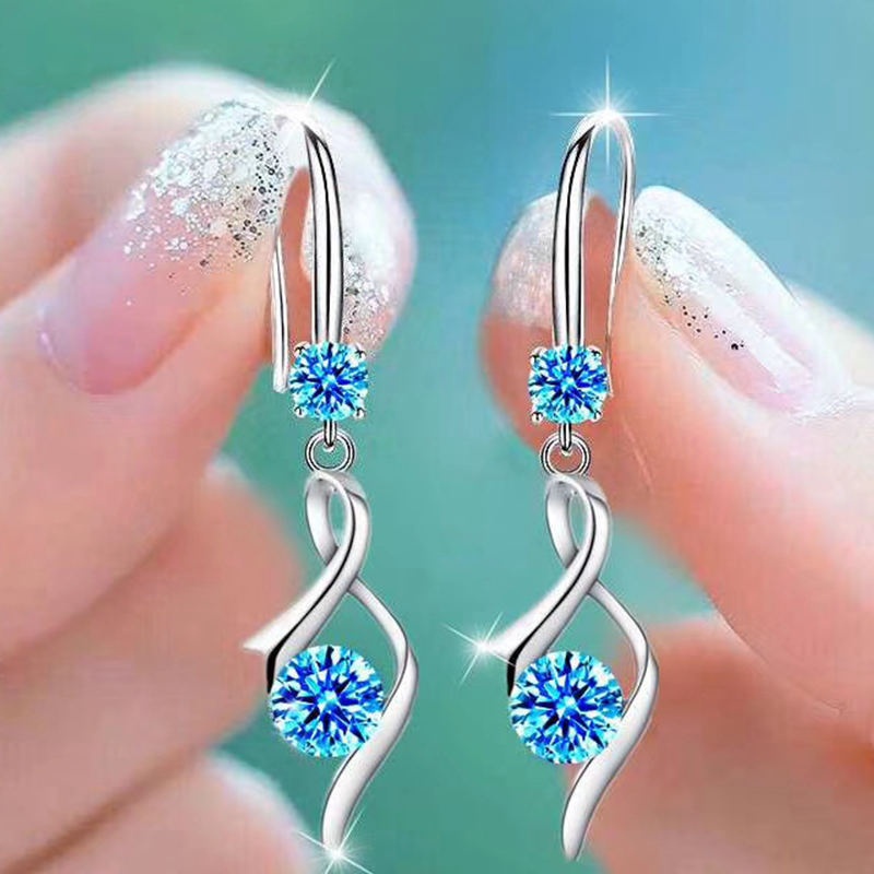 Khuyên Tai Nữ Bạc 925 Kiểu Dáng Giọt Nước Thời Trang Thanh Lịch