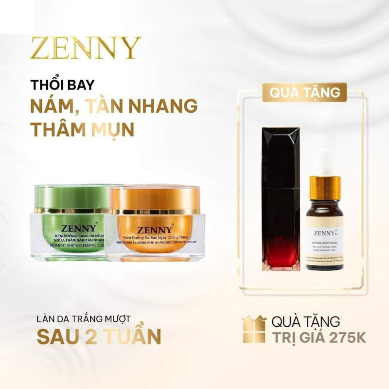 Combo kem Zenny Cosmetic (mua_kem ngày và đêm Zenny) tặng quà son và serum