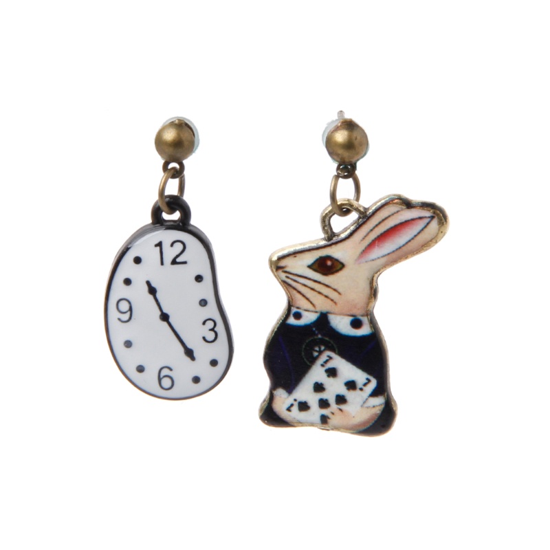 Flgo Khuyên Tai Bất Đối Xứng Biểu Tượng Hoạt Hình Wonderland Thanh Lịch Cho Nữ Ngày Valentine