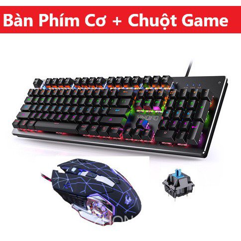 Combo Bàn Phím Cơ H650 Và Chuột Gaming V5 Led Đổi Màu Cao Cấp, Keyboard Có 10 Chế Độ Led Blue Switch Chơi Game Siêu Đã