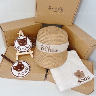 MŨ CÓI THÊU TÊN STYLE HÀN QUỐC CHO BÉ [ Ảnh Thật ]