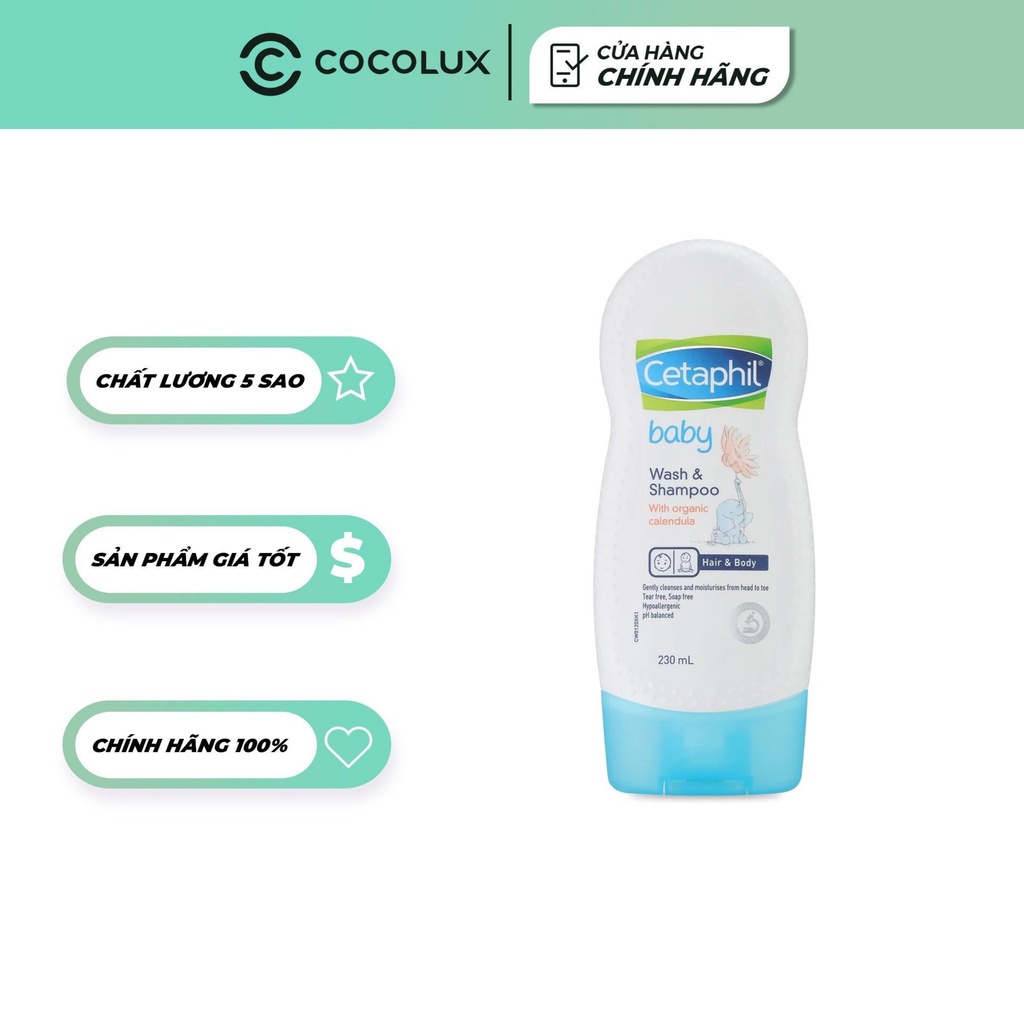 Sữa Tắm Gội Cetaphil Baby Tinh Chất Hoa Cúc 230ml Cocolux