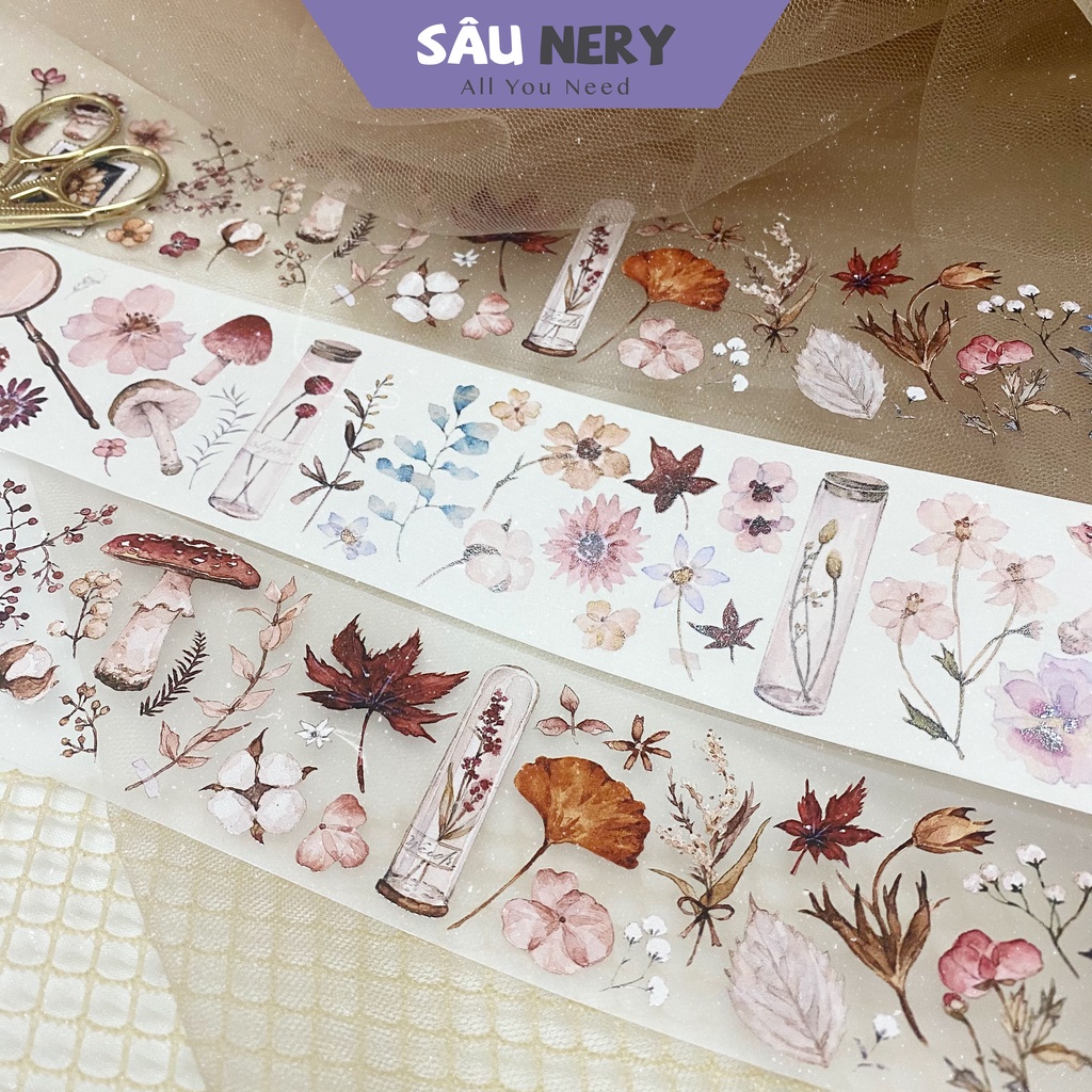 Sâu Nery - Washi tape hoa lá, cây nấm dễ thuơng xinh xắn Vol.1 by FT (Chu kì 77cm)