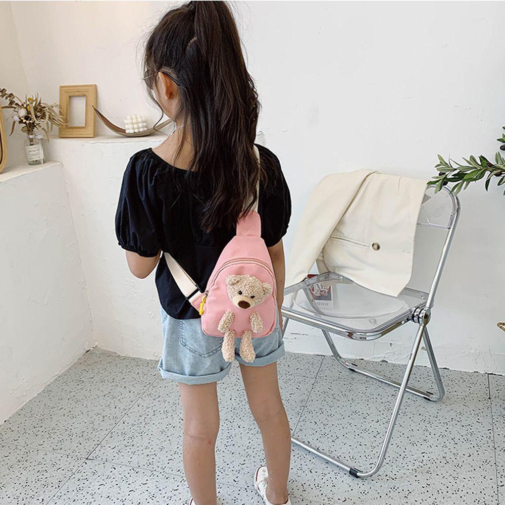 Túi Đeo Chéo Ngực Đựng Điện Thoại Bằng Vải Bông Chống Nước Sức Chứa Lớn Hình Gấu Hoạt Hình Dễ Thương REBUY1