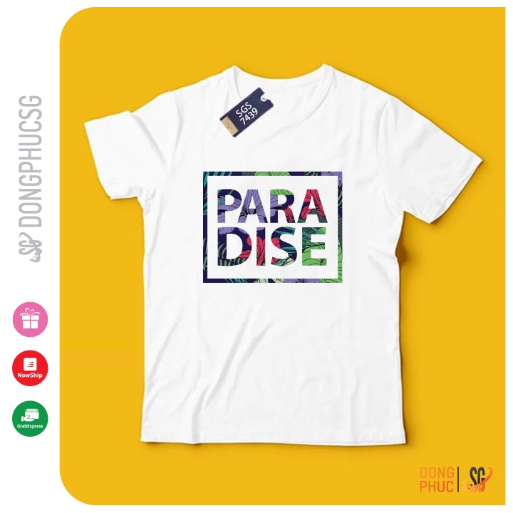 Áo thun hội nhóm unisex nam nữ gia đình PARADISE phông màu trắng thun cotton mềm mịn SGS7439 | SG