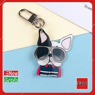 Móc khoá treo balo nữ, móc khoá treo balo nam hình Pug dog đeo kính siêu ngầu PK005C