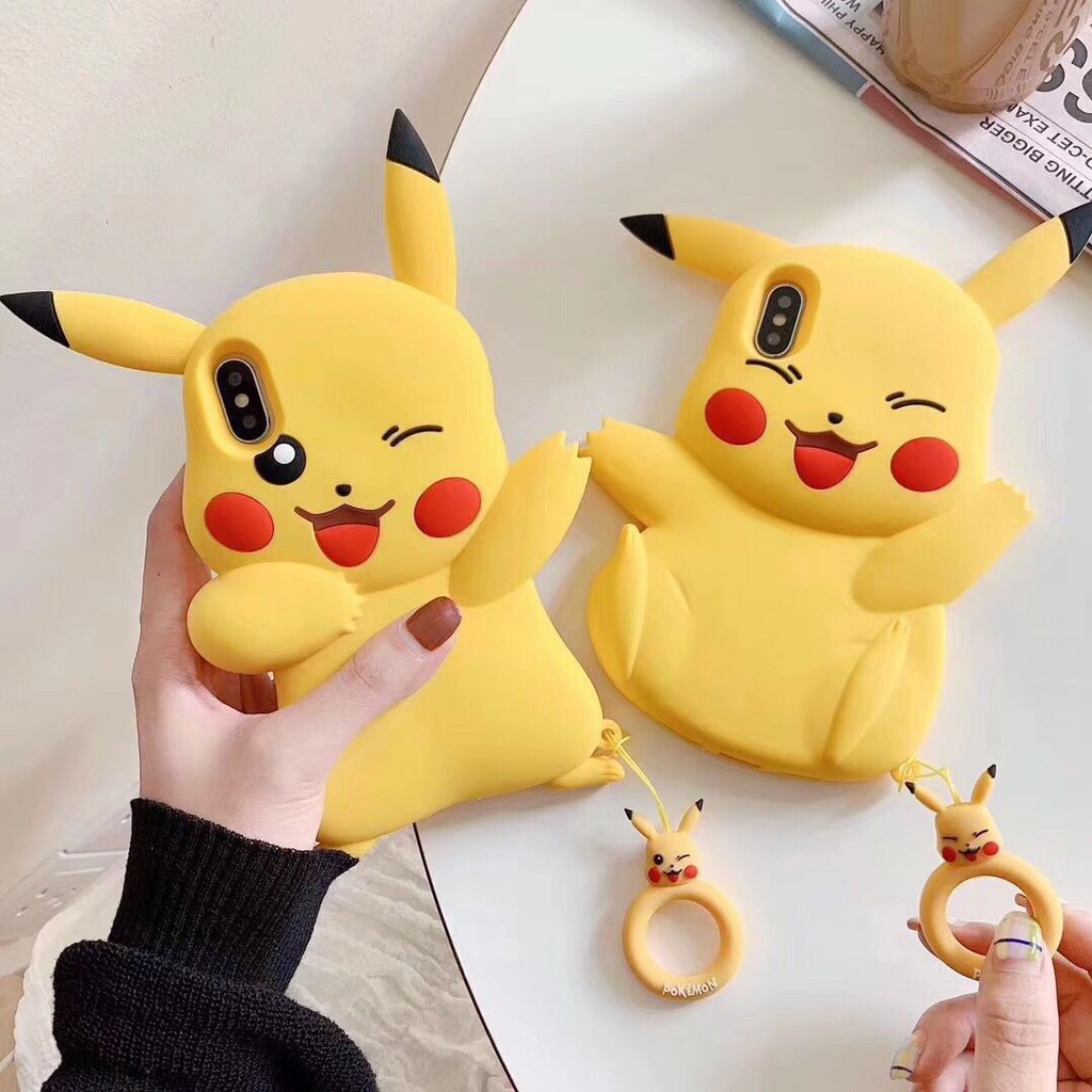 Cute 3D pikachu cartoon case for Iphone 6 6s plus 7 plus 8 plus x xs max xr 11 pro max silicone protective cover