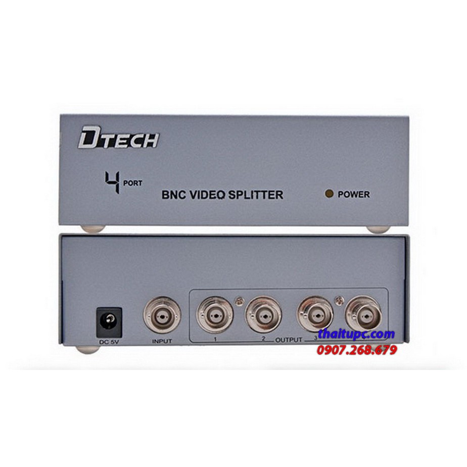 Bộ chia BNC, chia camera 4 cổng Dtech DT-7104 chính hãng.