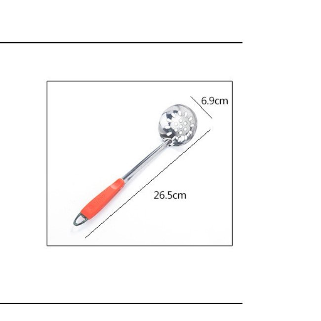 Muôi thủng múc trân châu miệng 5.7cm và dài 24cm, chất liệu thép không rỉ an toàn