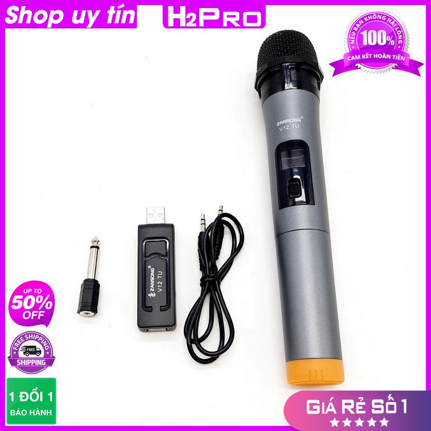 Micro ko dây loa kéo Zansong V12 TU, micro không dây giá tốt tặng đôi pin 5K