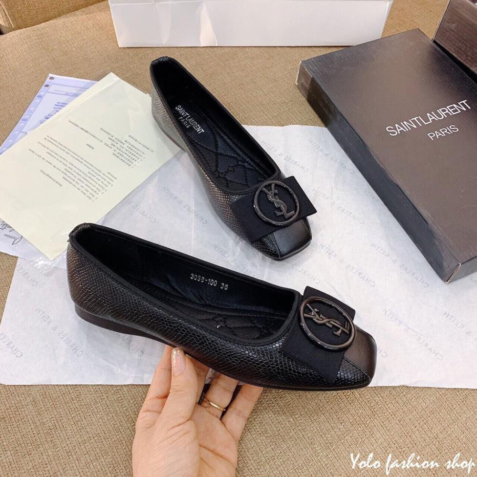 Giày bệt búp bê nữ đính nơ xinh xắn da mềm êm chân - B17