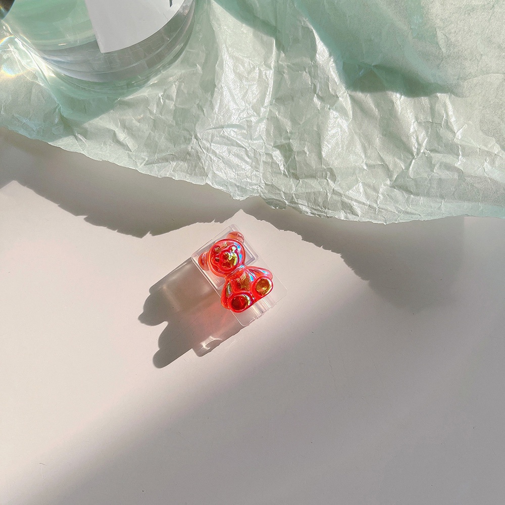 Phụ Kiện Bảo Vệ Dây Cáp USB Trong Suốt Hình Gấu Màu Laser Dễ Thương