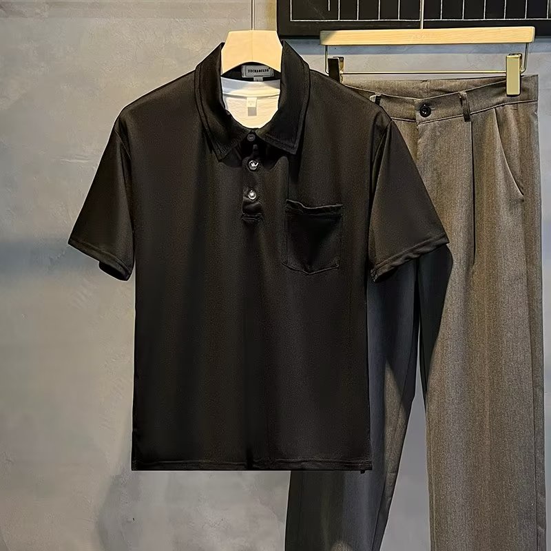 Áo Thun Polo Tay Ngắn Màu Trơn Mỏng Dáng Ôm Có 3 Màu Size M-3XL Phong Cách Hàn Quốc Thời Trang Cho Nam