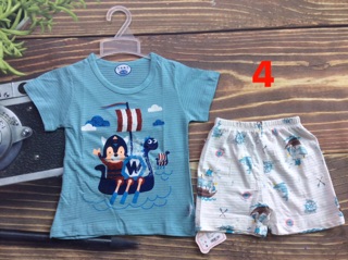 Bộ cotton sợi tre bé trai