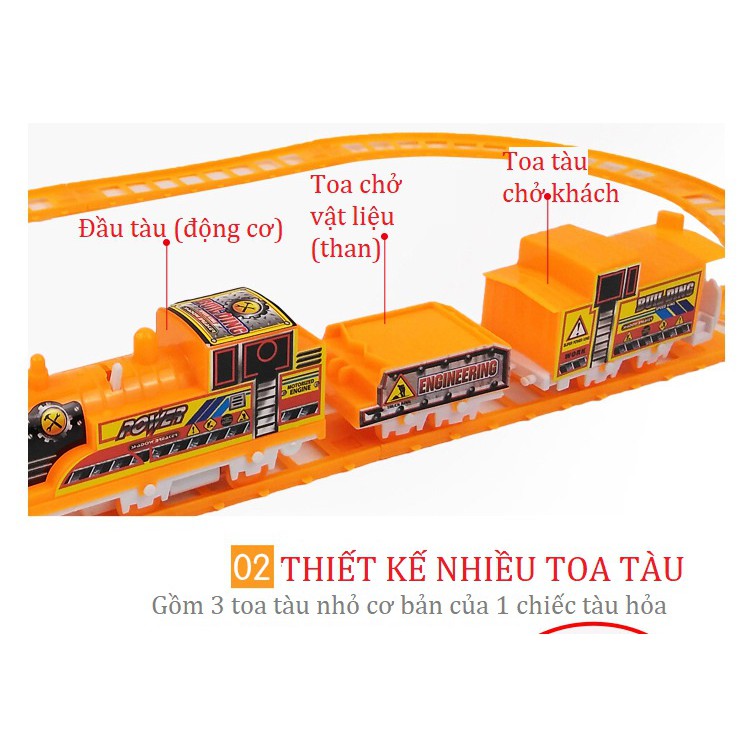 Hộp đồ chơi đường ray xe lửa tàu hỏa chạy pin nhiều màu sắc