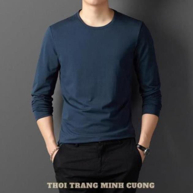 Áo thun nam dài tay cổ tròn mặc thu đông, giữ nhiệt, chất cotton co giãn, dáng ôm HGH88