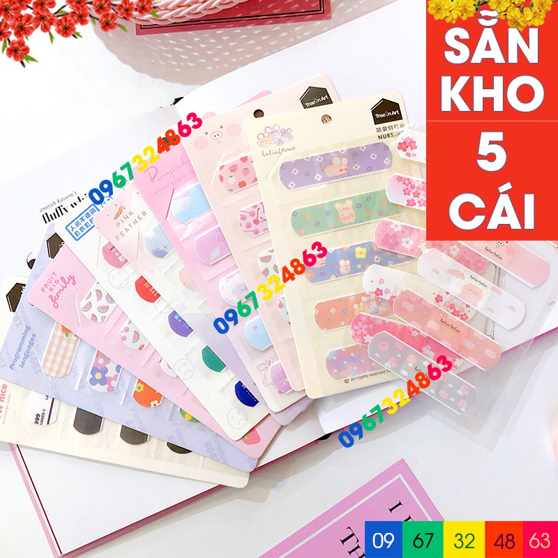 1 Vỉ 5 Cái Băng Gâu Hoạt Hình Dễ Thương Tiện Lợi