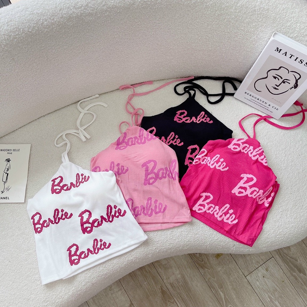 Áo thun gân cổ yếm chéo dây chữ babie hot MS30
