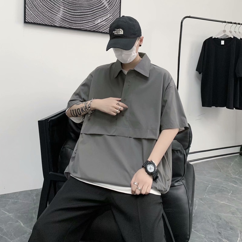 áo polo simple ifashion unisex áo phông đen trắng oversize bông áo thun có cổ bông retro couple áo thun nam có cổ phong cách Hàn Quốc cotton áo thun có cổ nữ