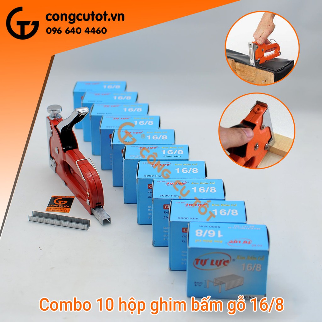 Combo 10 hộp ghim bấm gỗ tự lực 16/8