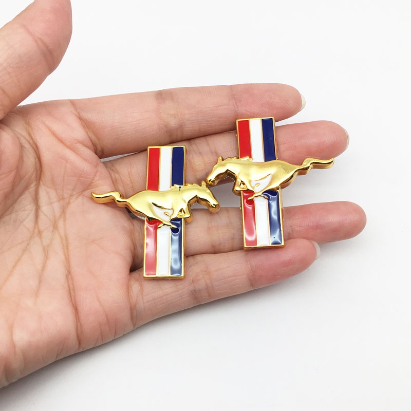 Set 2 Huy Hiệu Kim Loại 3D Trang Trí Xe Hơi Ford Mustang Shelby GT