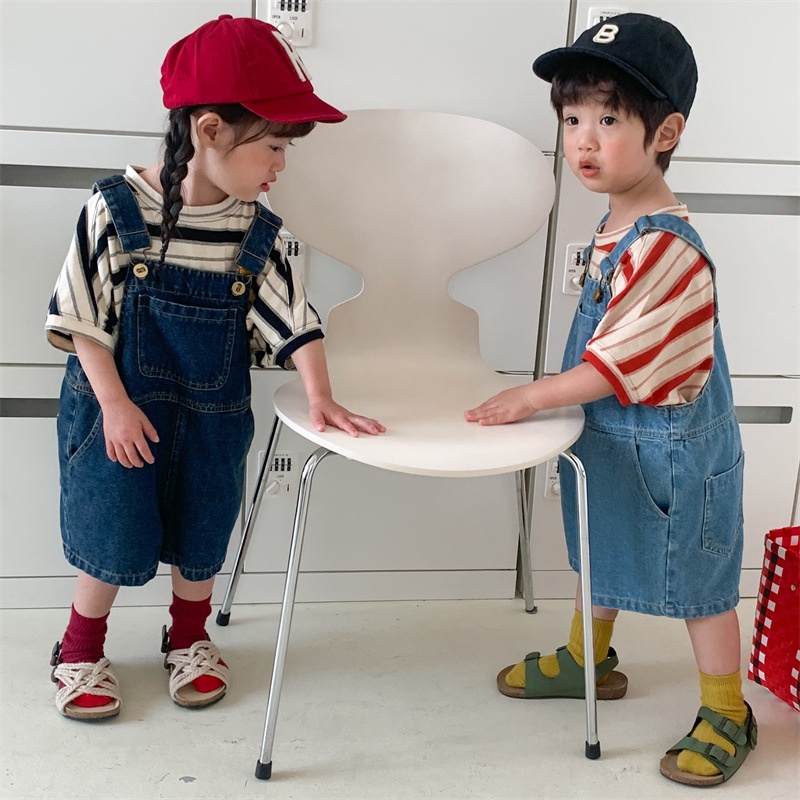 Yếm jean 2 màu cho bé trai bé gái phong cách Hàn Quốc B70-21172