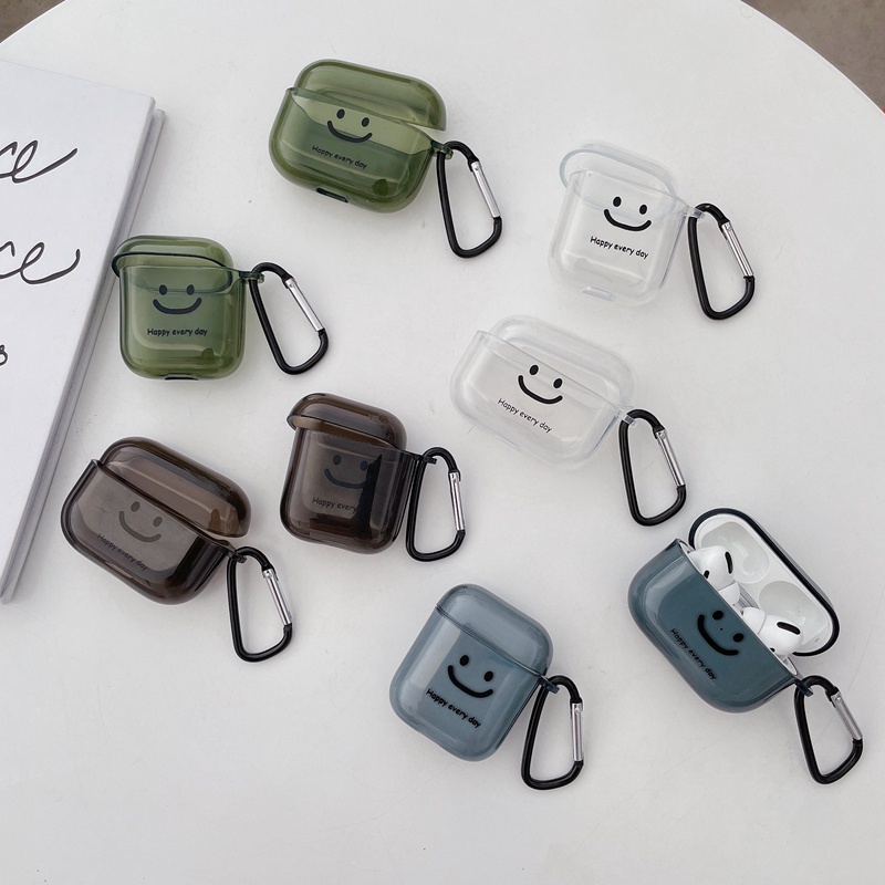 Vỏ TPU bảo vệ hộp sạc tai nghe AirPods Pro AirPods1/2/3 kèm móc kết hợp