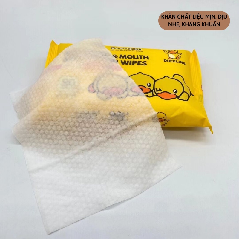 Hộp 10 gói giấy ướt vịt vàng G-DU.CK không mùi cho bé mềm mại dịu nhẹ kháng khuẩn Miibooshi D1.133