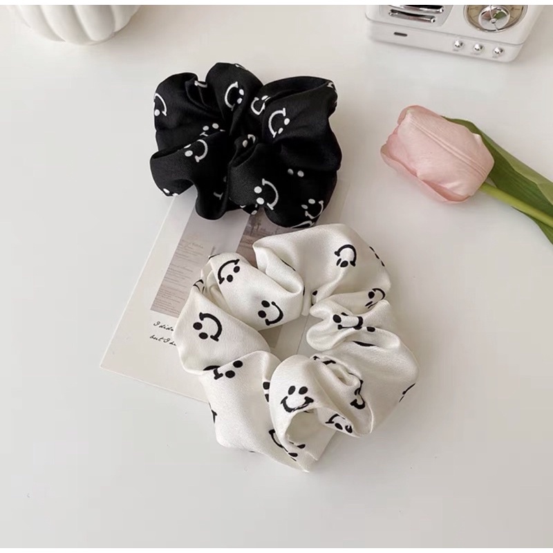 Chun vải scrunchies mặt cười