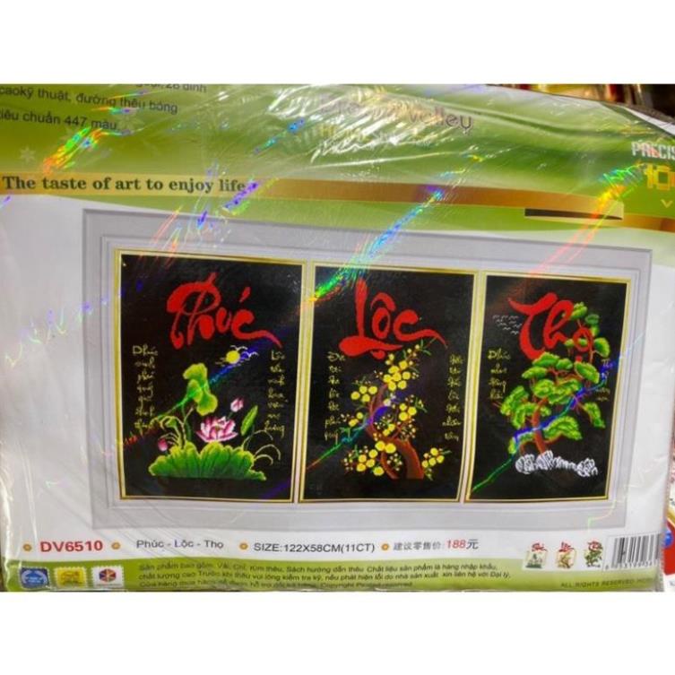 Tranh thêu Chữ thập Phúc lôc thọ    Dream valley mẫu mới  DV6510(122*58cm)chưa thêu