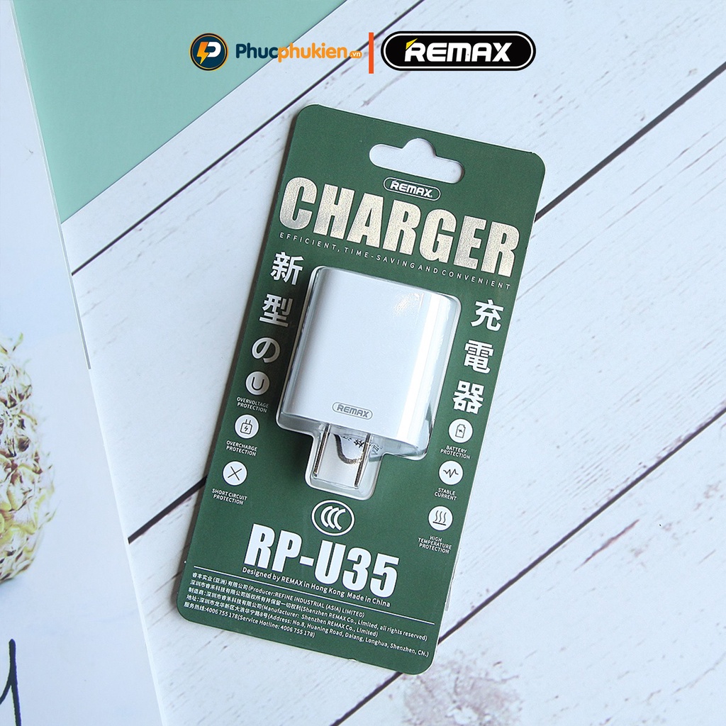 Củ sạc Remax U35 chính hãng hỗ trợ sạc 2 cổng cùng lúc và sạc nhanh 10w cho 13 pro mã trở xuống Phúc Phụ Kiện HCM