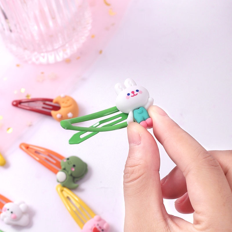 Kẹp tóc xinh cho bé gái đính hình ngộ nghĩnh cặp tóc bấm hình giọt nước set 10 chiếc sắc màu HadyyKids -CT44