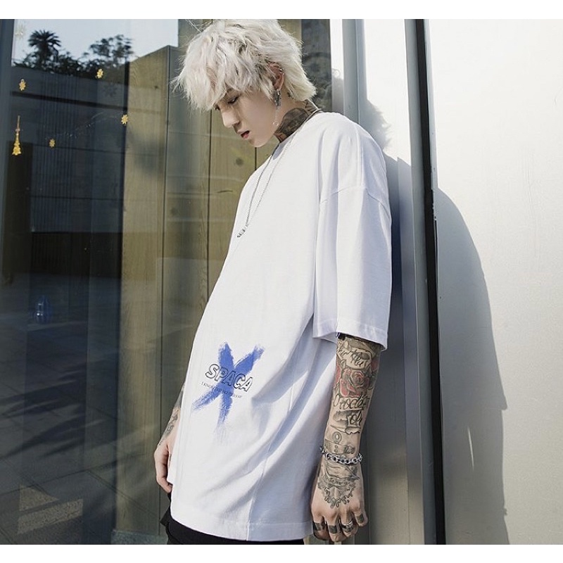 Áo thun tay lỡ nam nữ , áo phông form rộng shopcossi chất cotton in hình chữ X