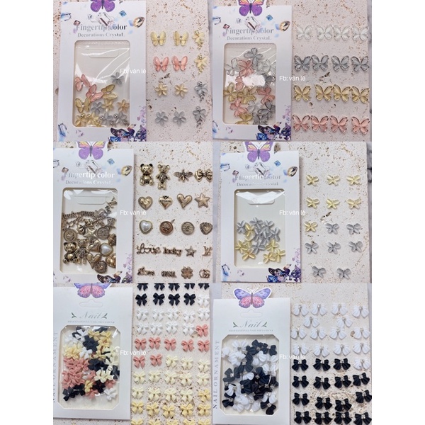 Phụ kiện charm nơ charm gấu charm hoạt hình mix mẫu gắn móng tay nail hot mới