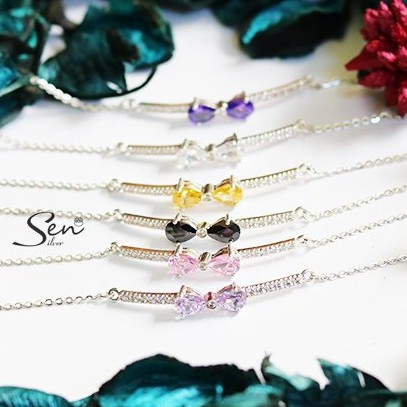 Lắc tay nơ hột màu bạc 925 Senyda Jewelry LT023