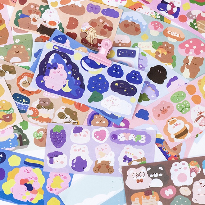 Set Sticker Xấp 30 Miếng Lớn Phong Cảnh và Gấu Thỏ