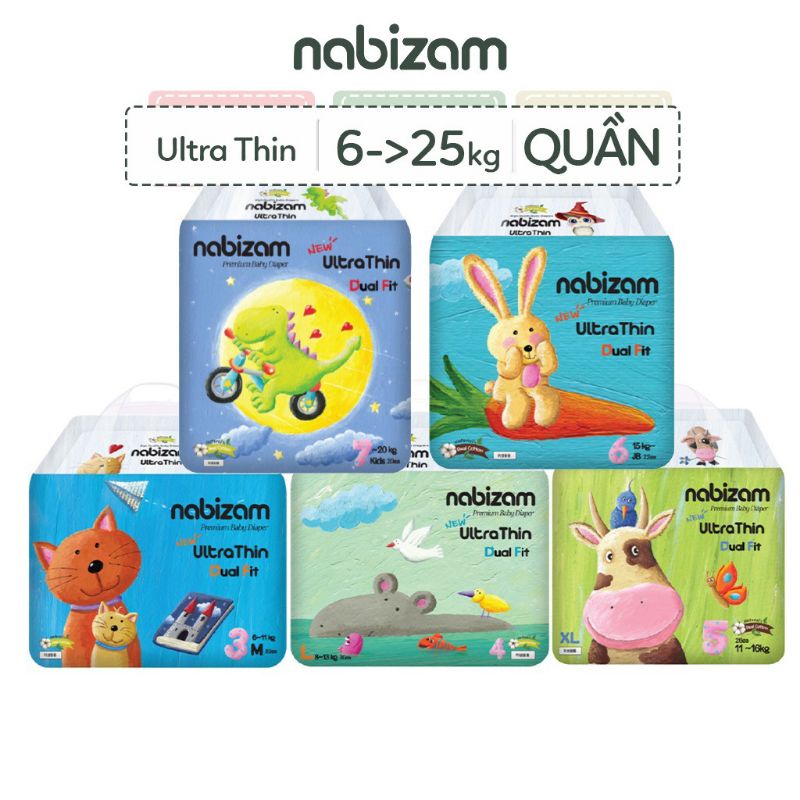 Tã/Bỉm Dán/Quần Nabizam Nội Địa Hàn Quốc NB50/S44/M40/L36/XL32 Siêu Mỏng Siêu Mềm Siêu Thấm