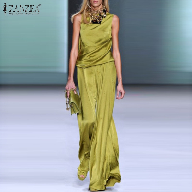 Set quần dài ống rộng và áo thun không tay Zanzea thời trang nữ tính