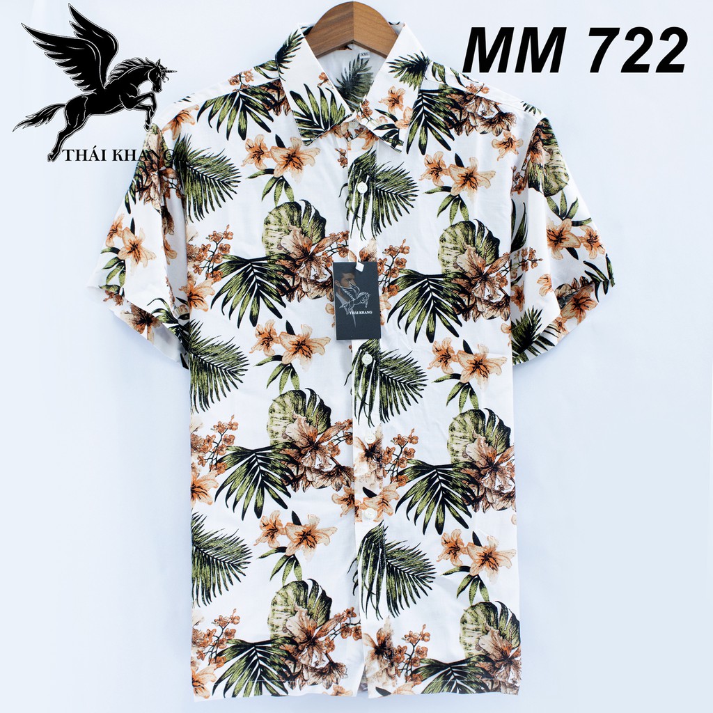 Áo sơ mi nam ngắn tay họa tiết hoa lá tươi mát vải lanh tự nhiên mặc MÁT thoải mái | BigBuy360 - bigbuy360.vn