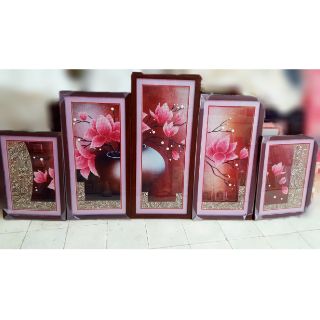 Tranh đính đá Sen 5 mảnh